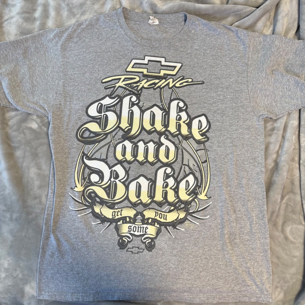 Vintage Chevrolet Racing "Shake and Bake Get You Some" Gray Graphic‎ Tee Lg